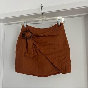 Honey Punch Wrap Front Mini Skirt